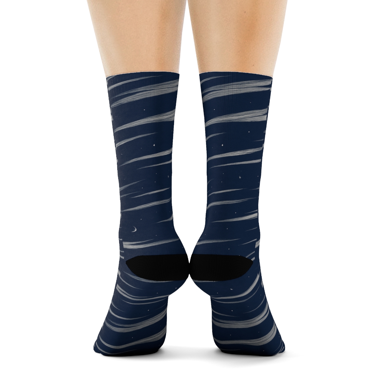Cirrus Streak Array On Navy Blue personalized crew socks