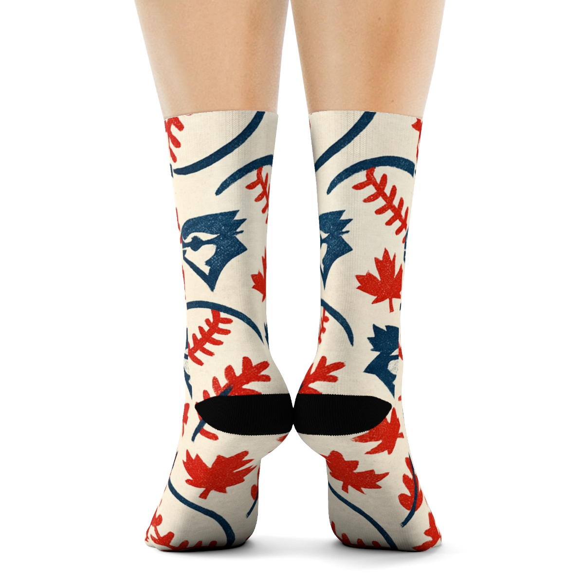 Baseball Seam Scatter With Blue Jays unique graphic crew socksBaseball Seam Scatter with Blue Jays Crew Socks - Image 4