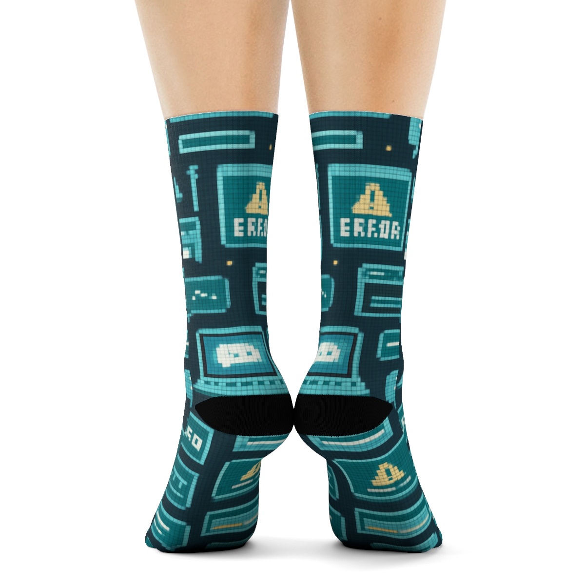 Pixel Art Grid For It Support Specialist Icons trendy patterned crew socks
