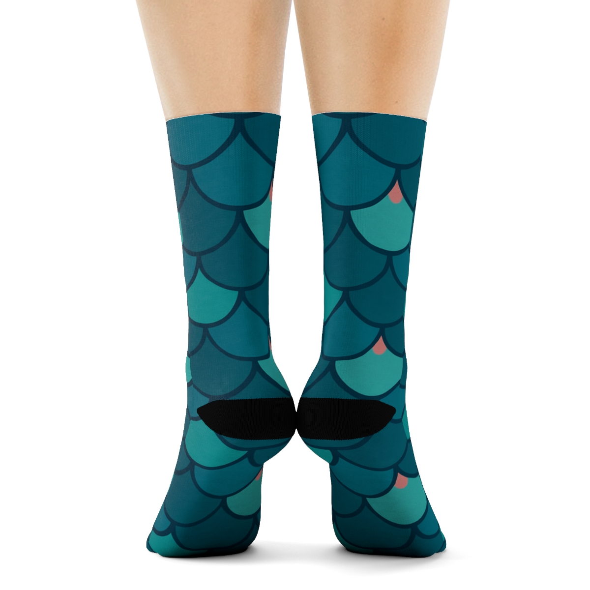 Fish Scale Chevron On Deep Teal Field unique graphic crew socks