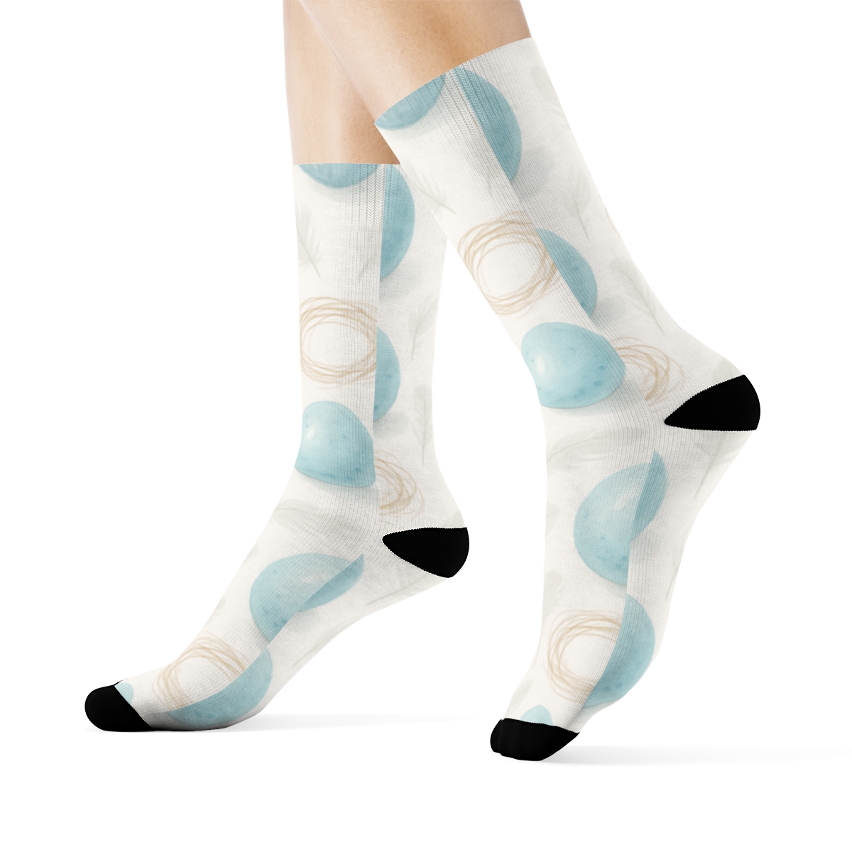 Robin Egg Drift With Nest Rings stylish athletic crew socks