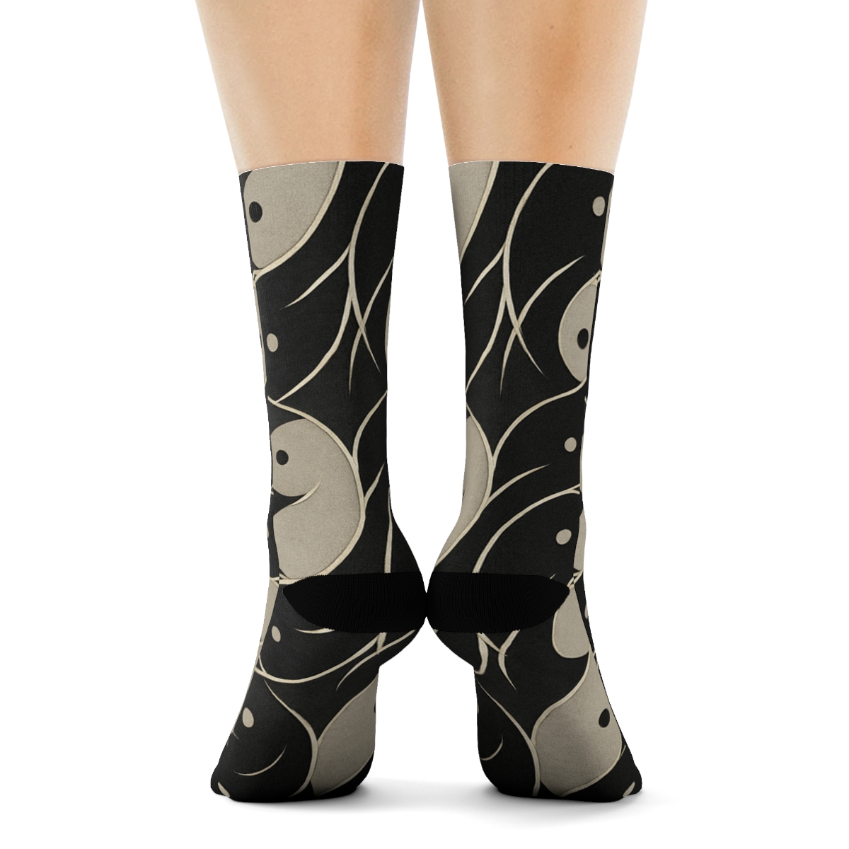 Silver Ink Teardrop Weave On Charcoal designer printed crew socks