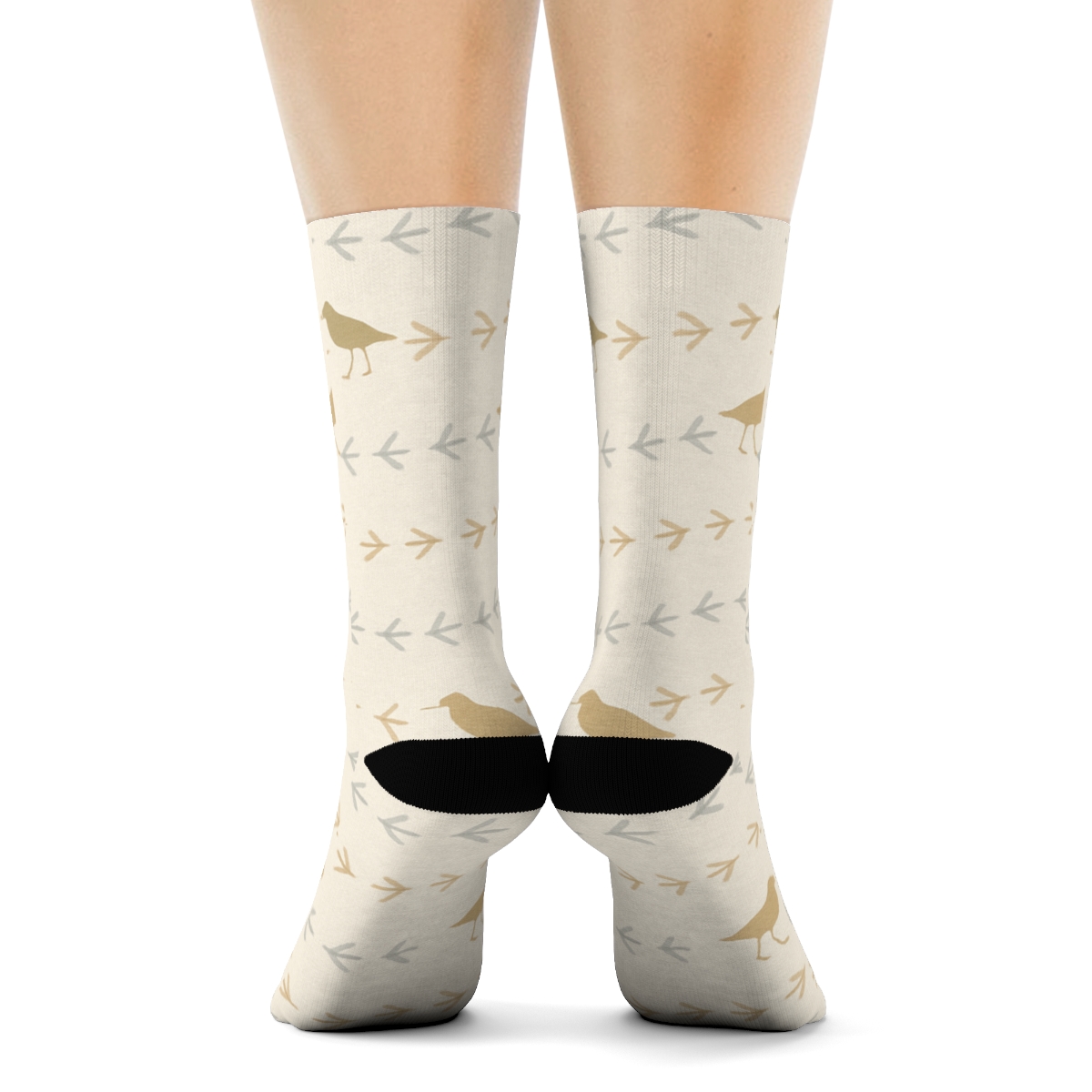 Sandpiper Shoreline Track Ribbons On Light Beige custom crew socks