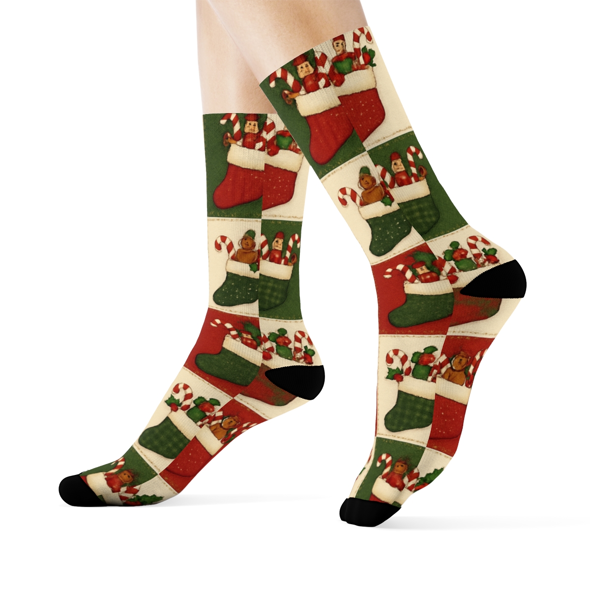 Stocking Patchwork Holiday stylish athletic crew socks