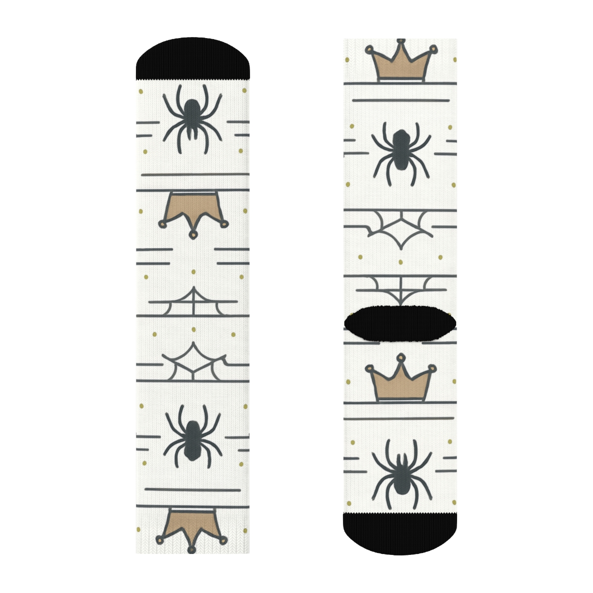 Botanical Chic Pattern With Spider Crowns personalized crew socks
