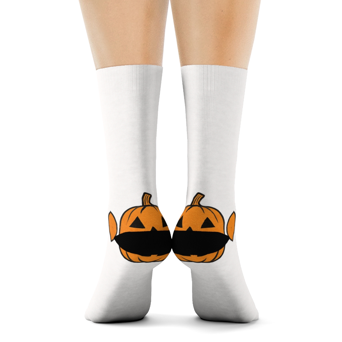 Jack O Lantern Border On White Background soft everyday crew socks
