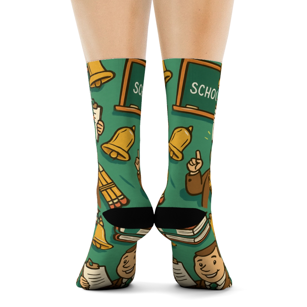 Hallway Parade Pattern With School Principal Cameos designer printed crew socks