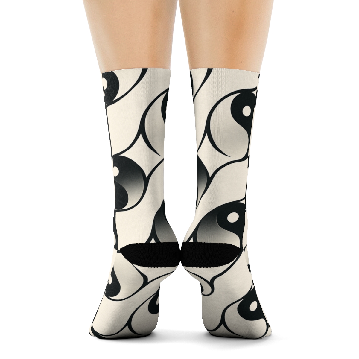 Monochrome Teardrop Lattice On Ivory Mist trendy patterned crew socksMonochrome Teardrop Lattice on Ivory Mist Crew Socks - Image 4