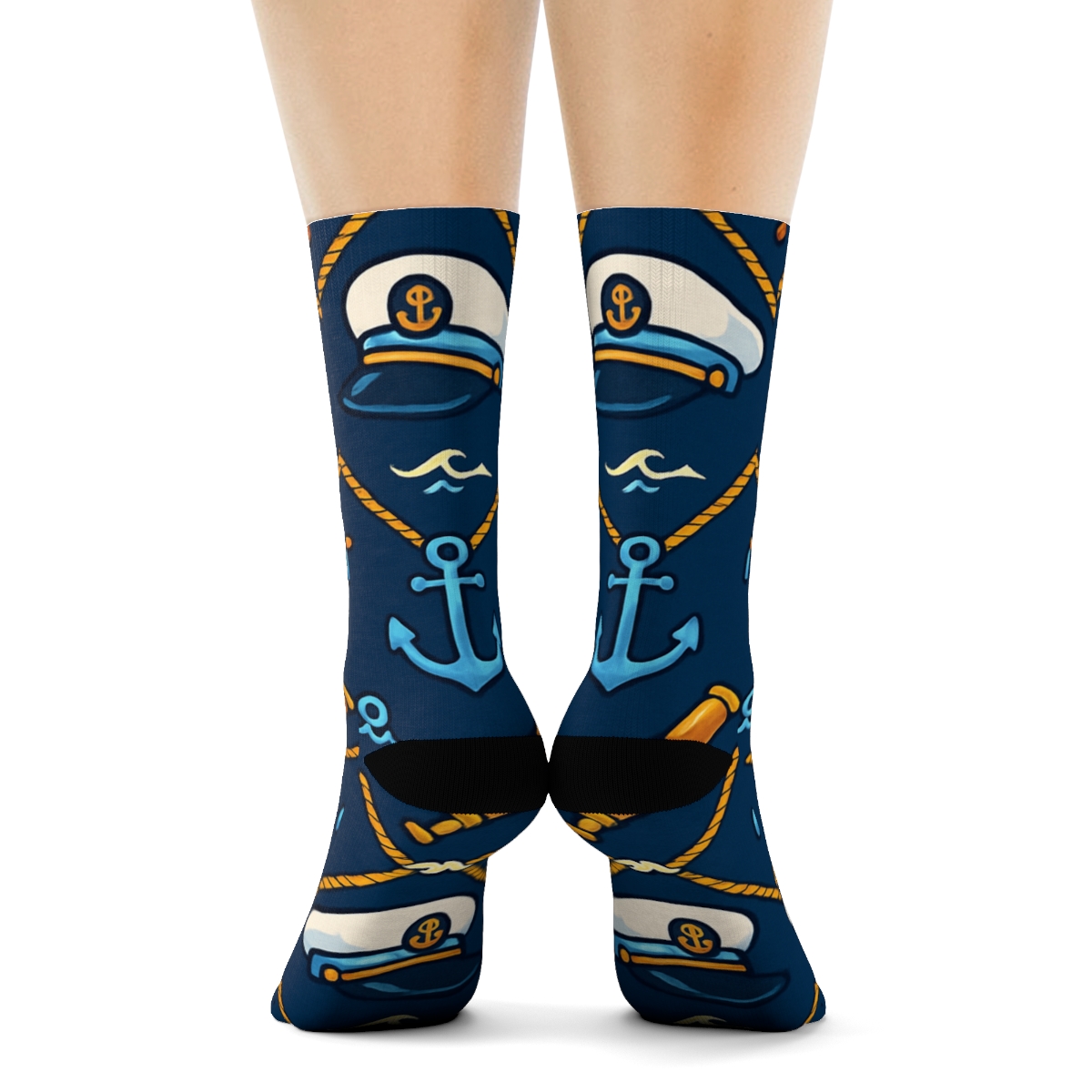 Ship Captain Helm And Horizon Lattice stylish athletic crew socks