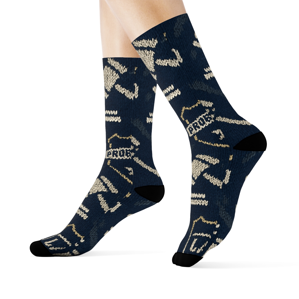 Navy Lattice Probation Officer Badge And Gavel Chevron custom crew socks