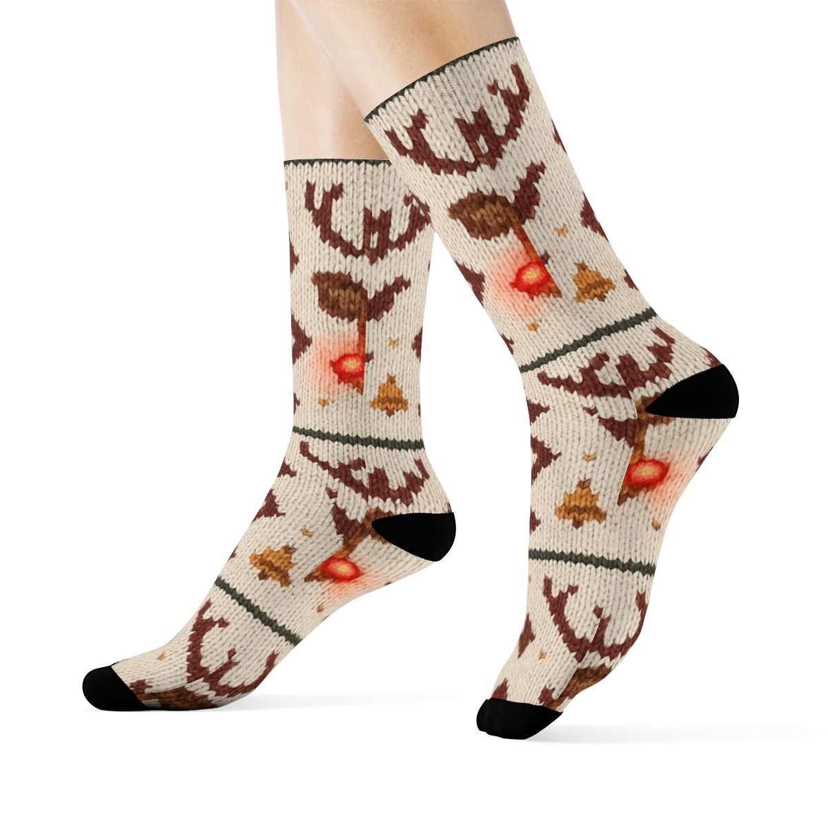 Nordic Band Rudolph Knit Illusion stylish athletic crew socks