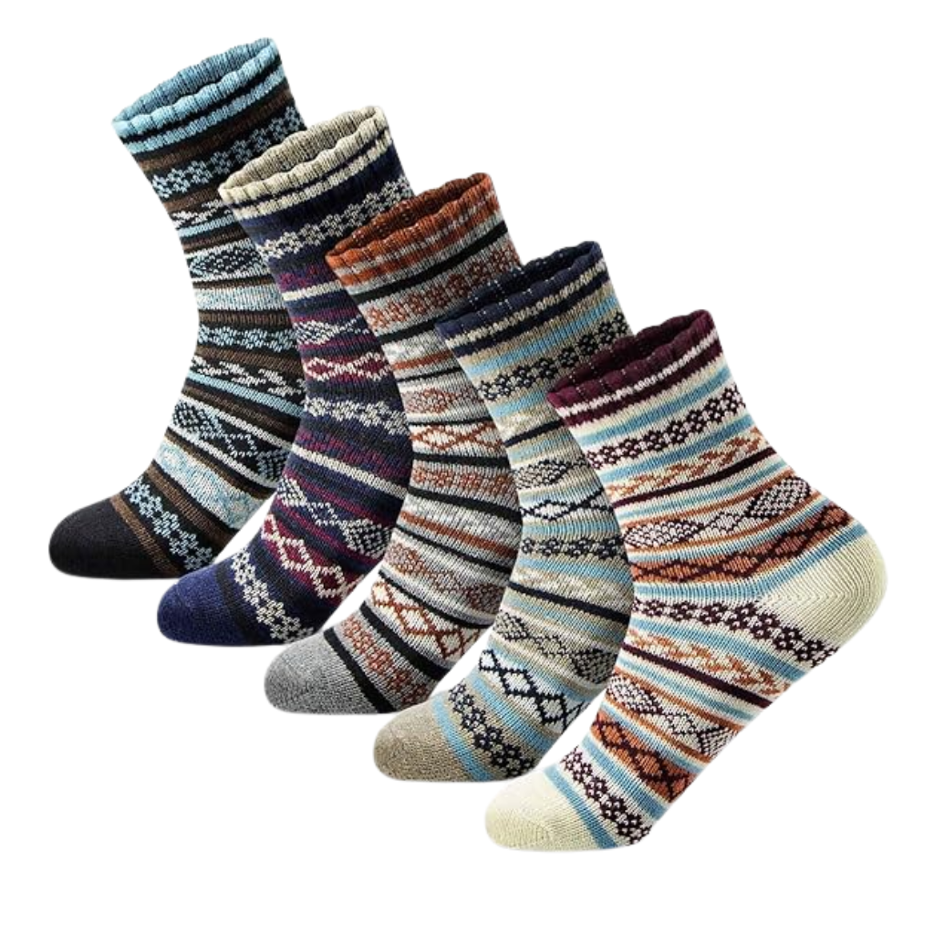 Structured Pattern Crew Style Blend Socks