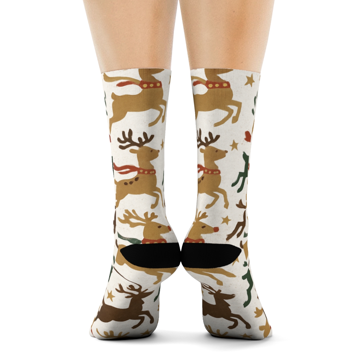 Sleigh Party Reindeer Repeat, Rudolph Edition designer printed crew socks