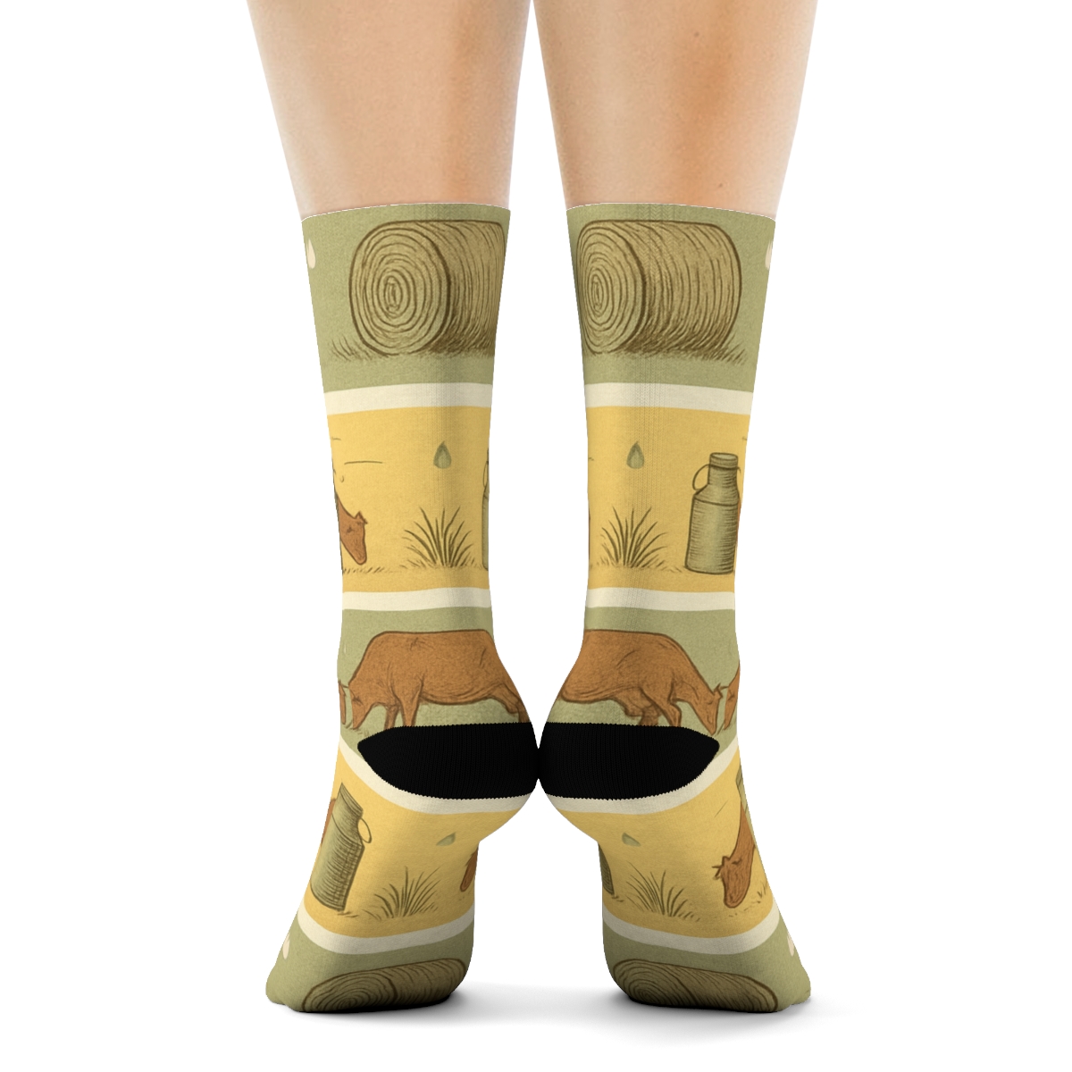 Pasture Landscape Bands With Mooing Cow stylish athletic crew socks