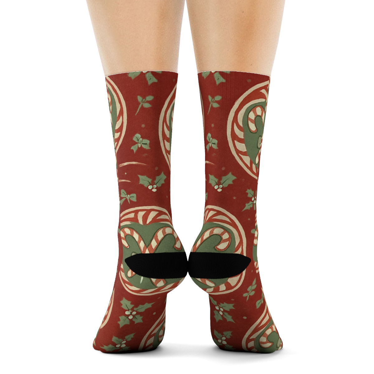 Peppermint Medallions With Candy Canes Centerpiece trendy patterned crew socks