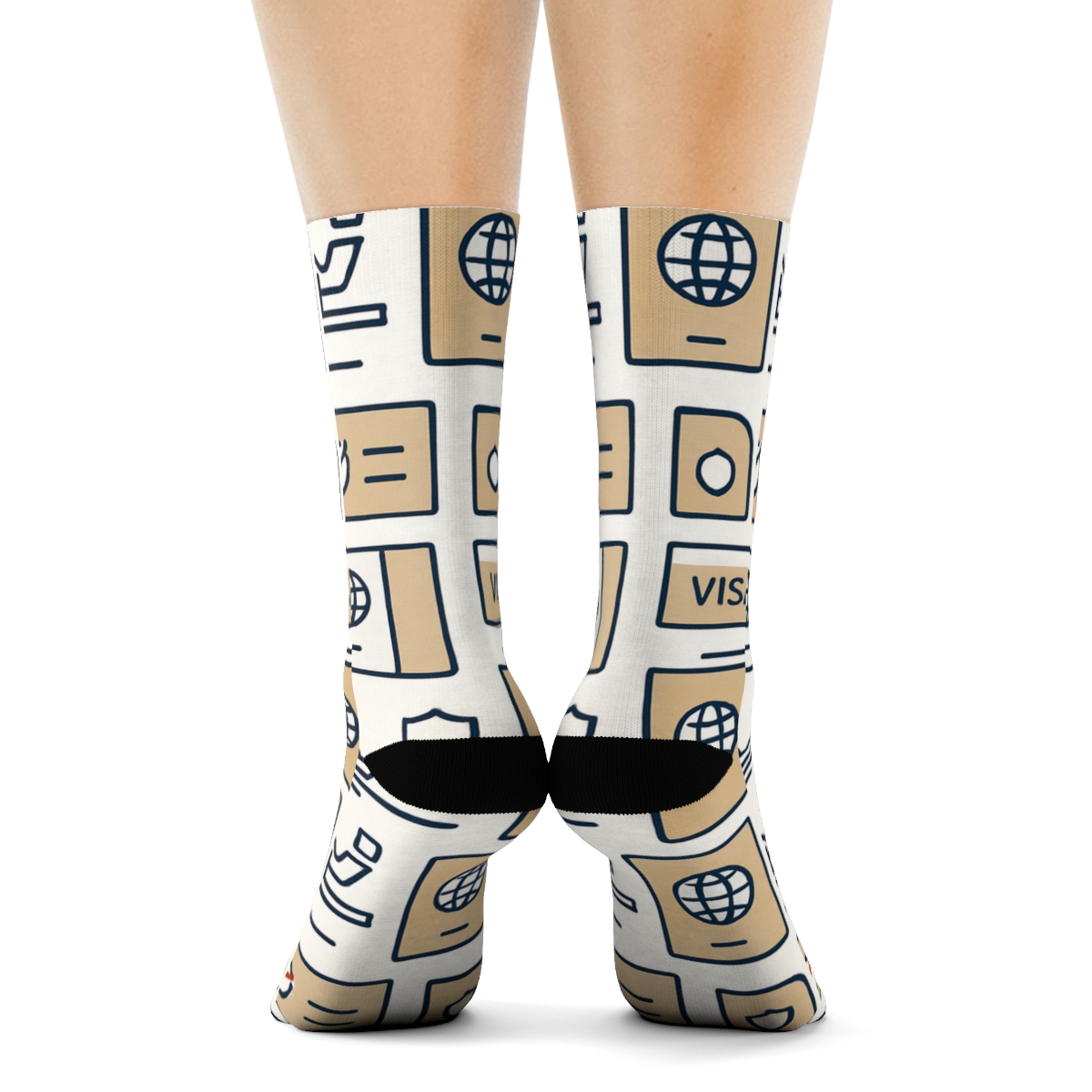 Passport Stamp Lattice Immigration Officer Pattern unique graphic crew socks