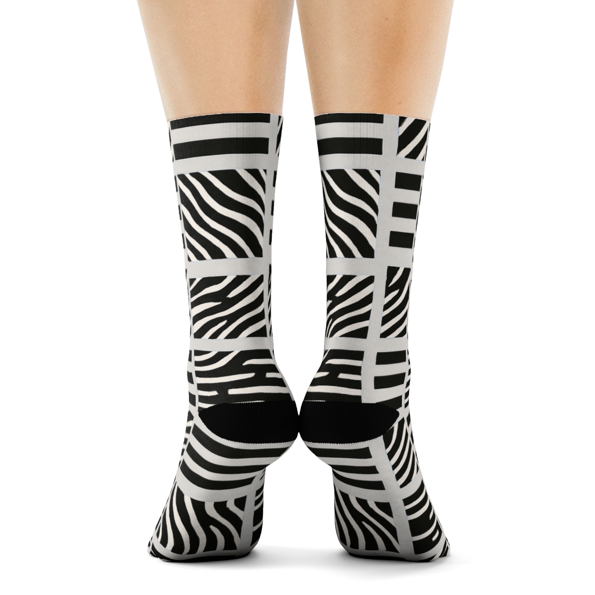 Teal Inlay Zebra Crossing Stripe Tiles soft everyday crew socks