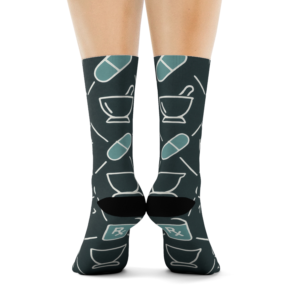 Prescription Label Lattice With Pharmacist Tools custom crew socks