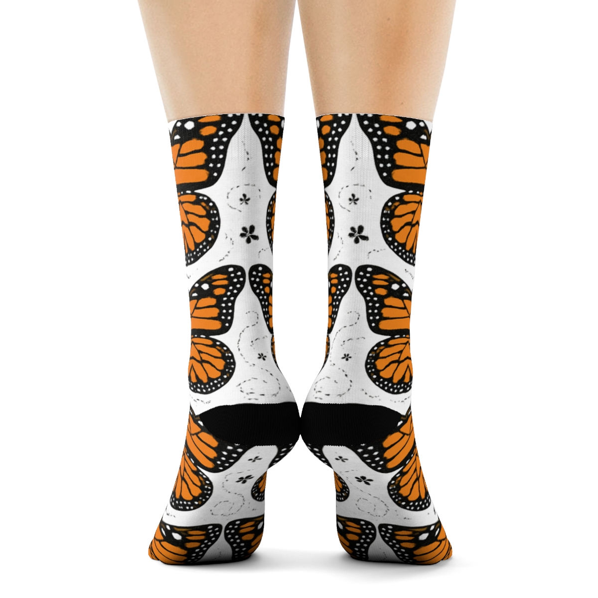 Monarch Wing Grid soft everyday crew socks