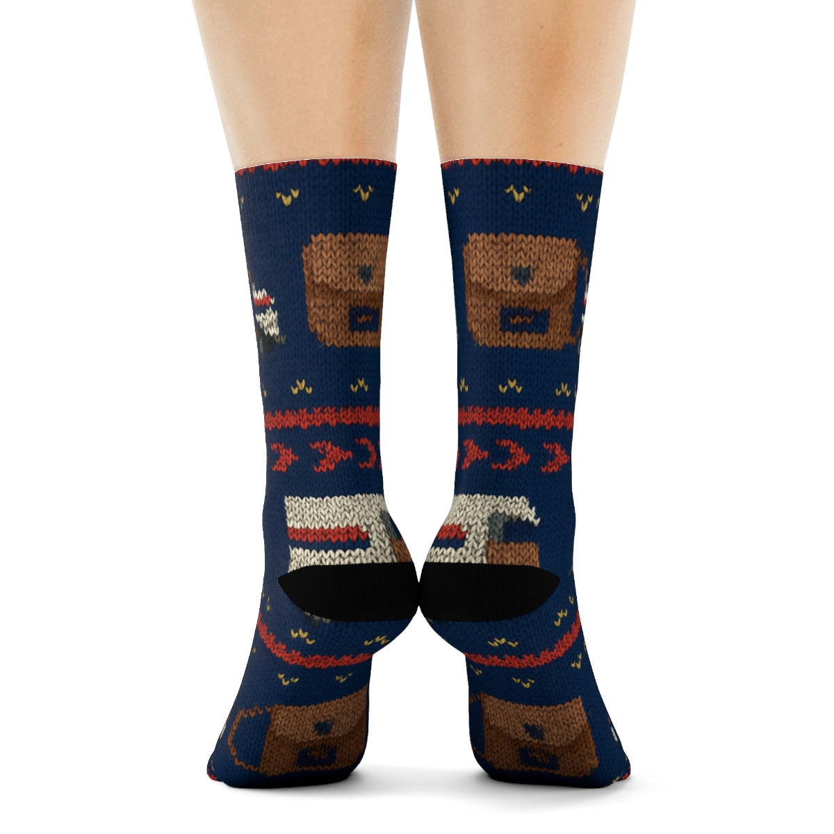 Mail Carrier Route Stripe Knit Illusion designer printed crew socks