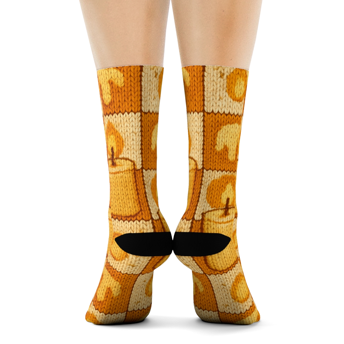 Knitted Hearth Lattice Candle Pattern premium sports crew socks