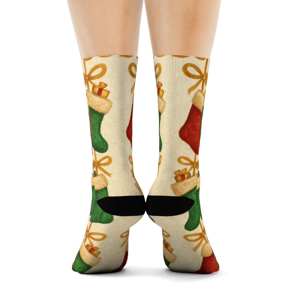 Christmas Stocking Border Pattern designer printed crew socks
