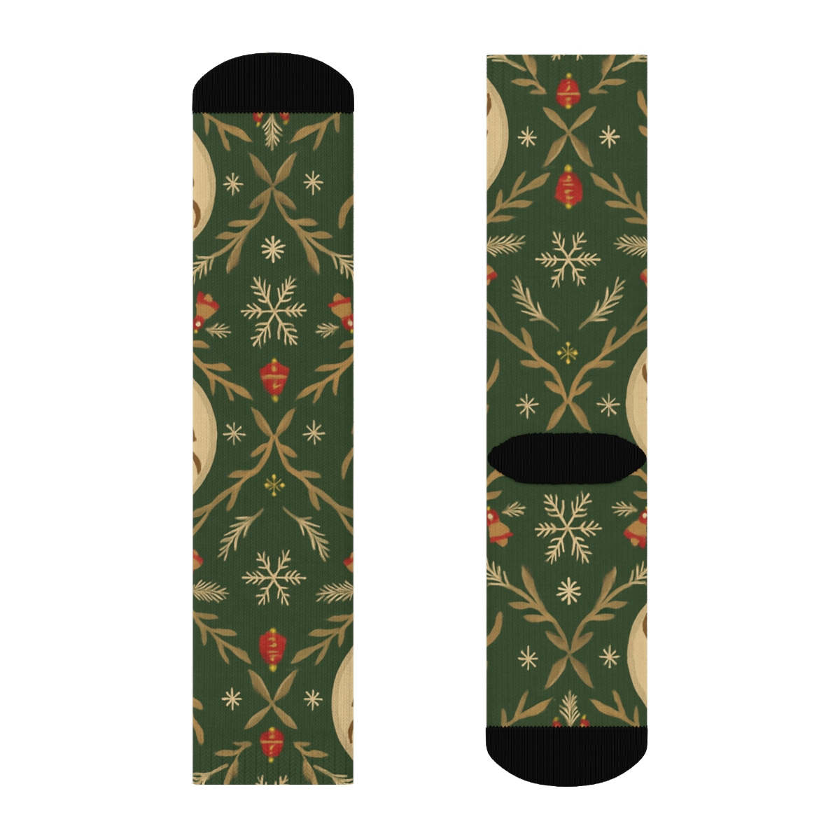 Scandinavian Folk Motif With Reindeer Medallions custom crew socks