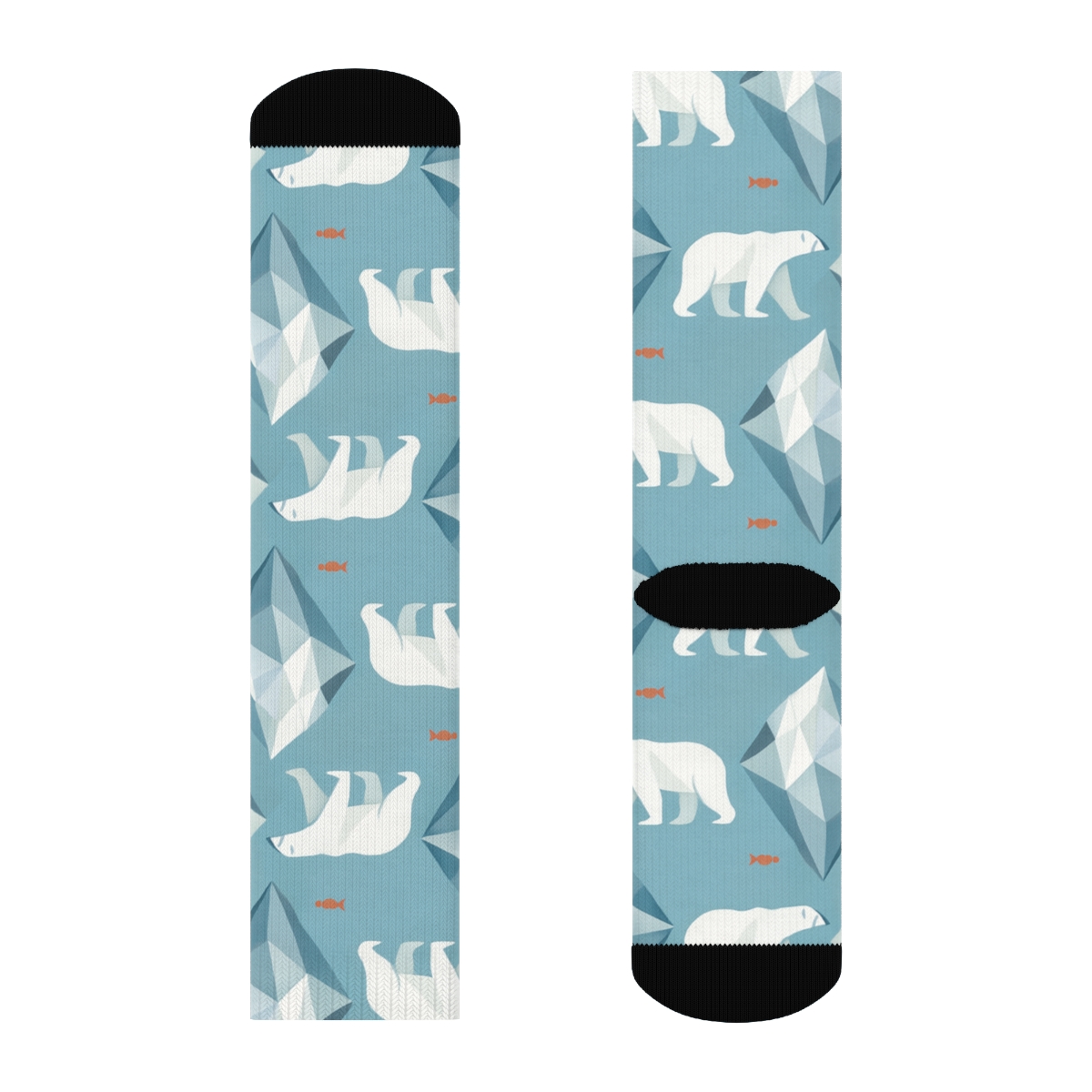Iceberg Lattice With Polar Bear Silhouettes comfortable cotton crew socks