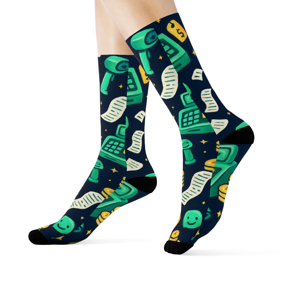 Cashier Checkout Constellation Pattern designer printed crew socks