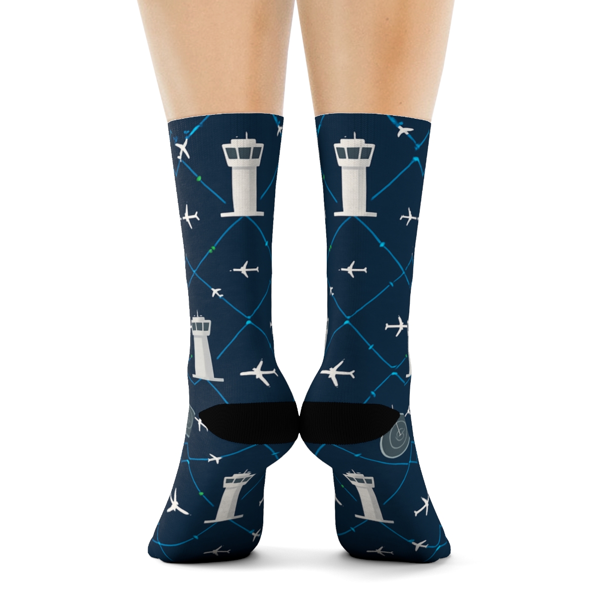 Air Traffic Controller Control Tower Lattice Grid premium sports crew socks