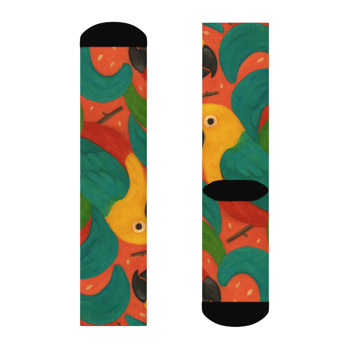 Tropical Parrot Beak Mosaic On Coral Background custom crew socks
