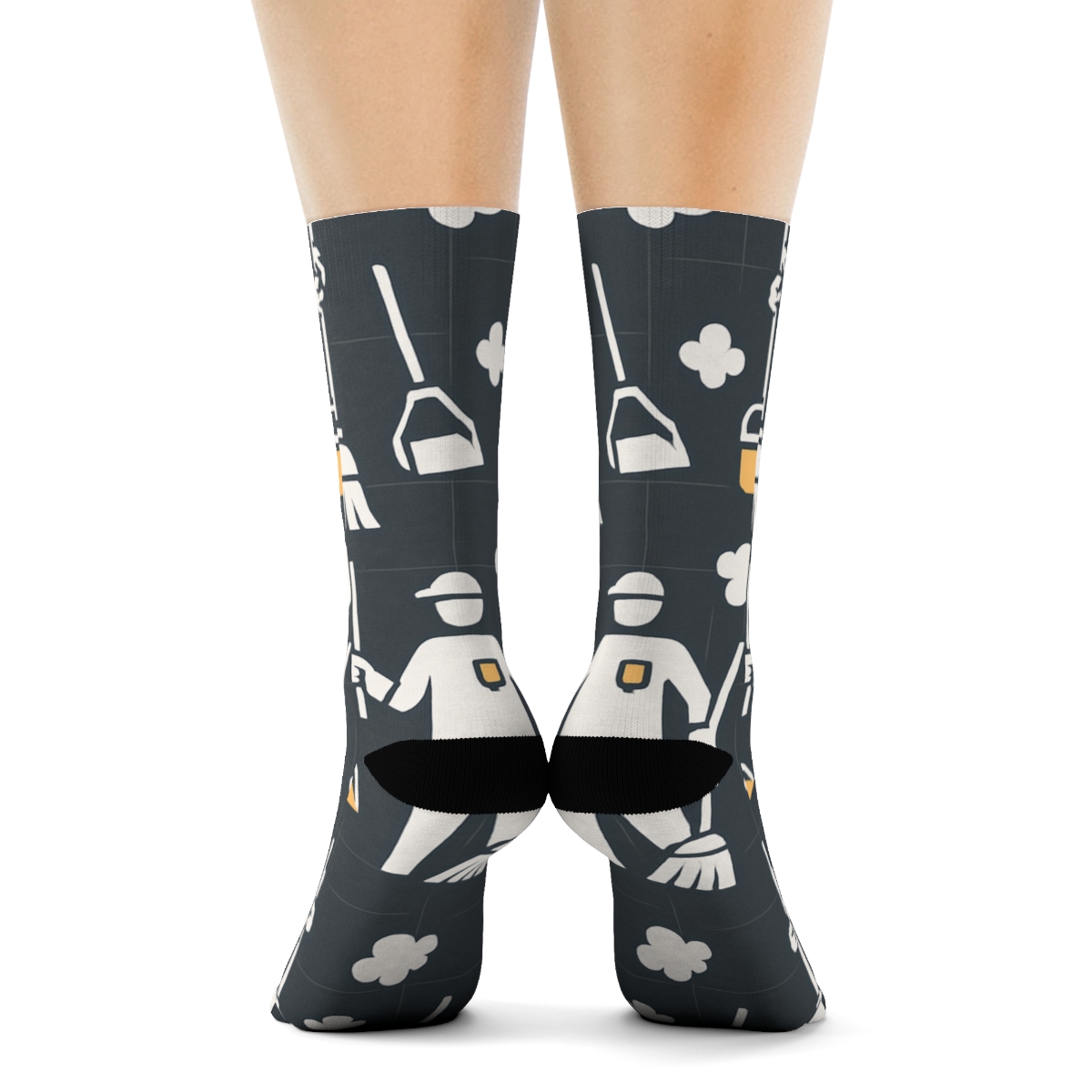 Janitor Grade Tile Tessellation In Charcoal trendy patterned crew socks