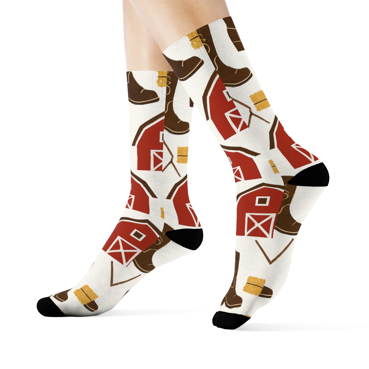 Quilted Rancher Barn And Boot Lattice comfortable cotton crew socks