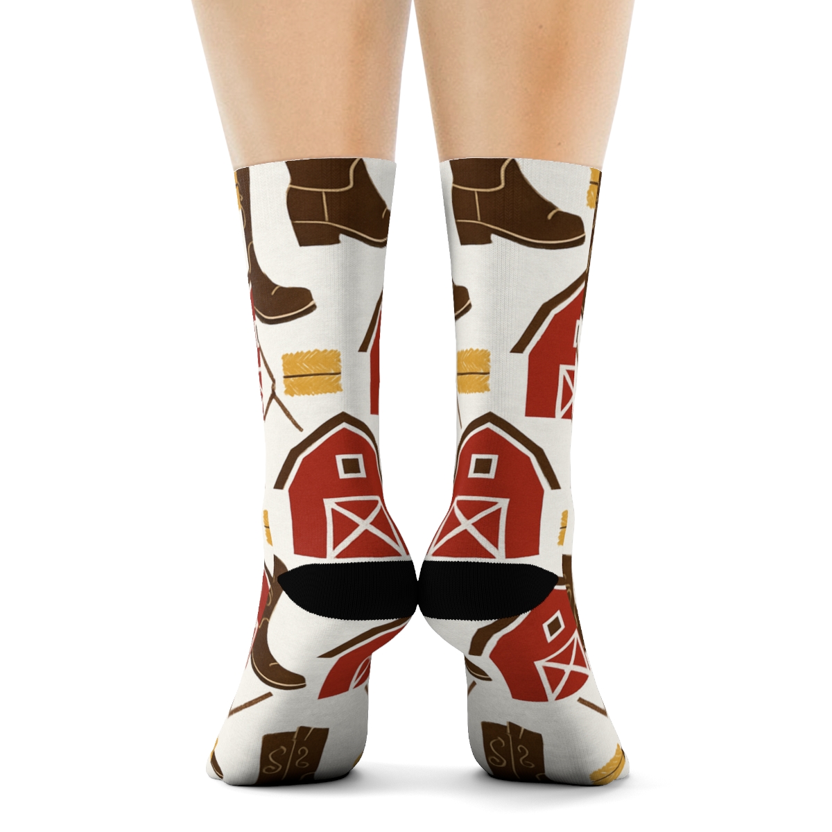 Quilted Rancher Barn And Boot Lattice comfortable cotton crew socks