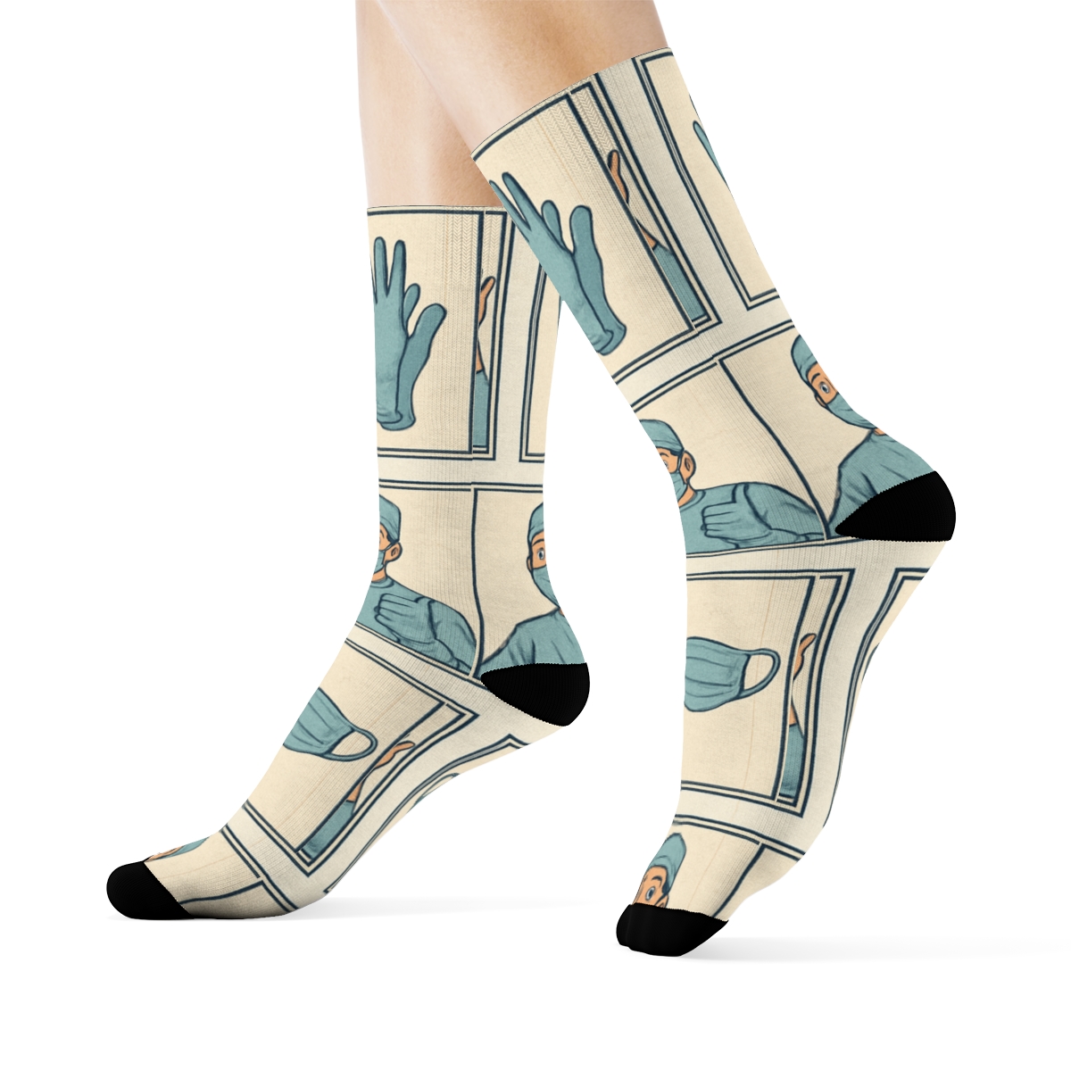 Operating Room Poster Tiles With Surgeon Smile soft everyday crew socks