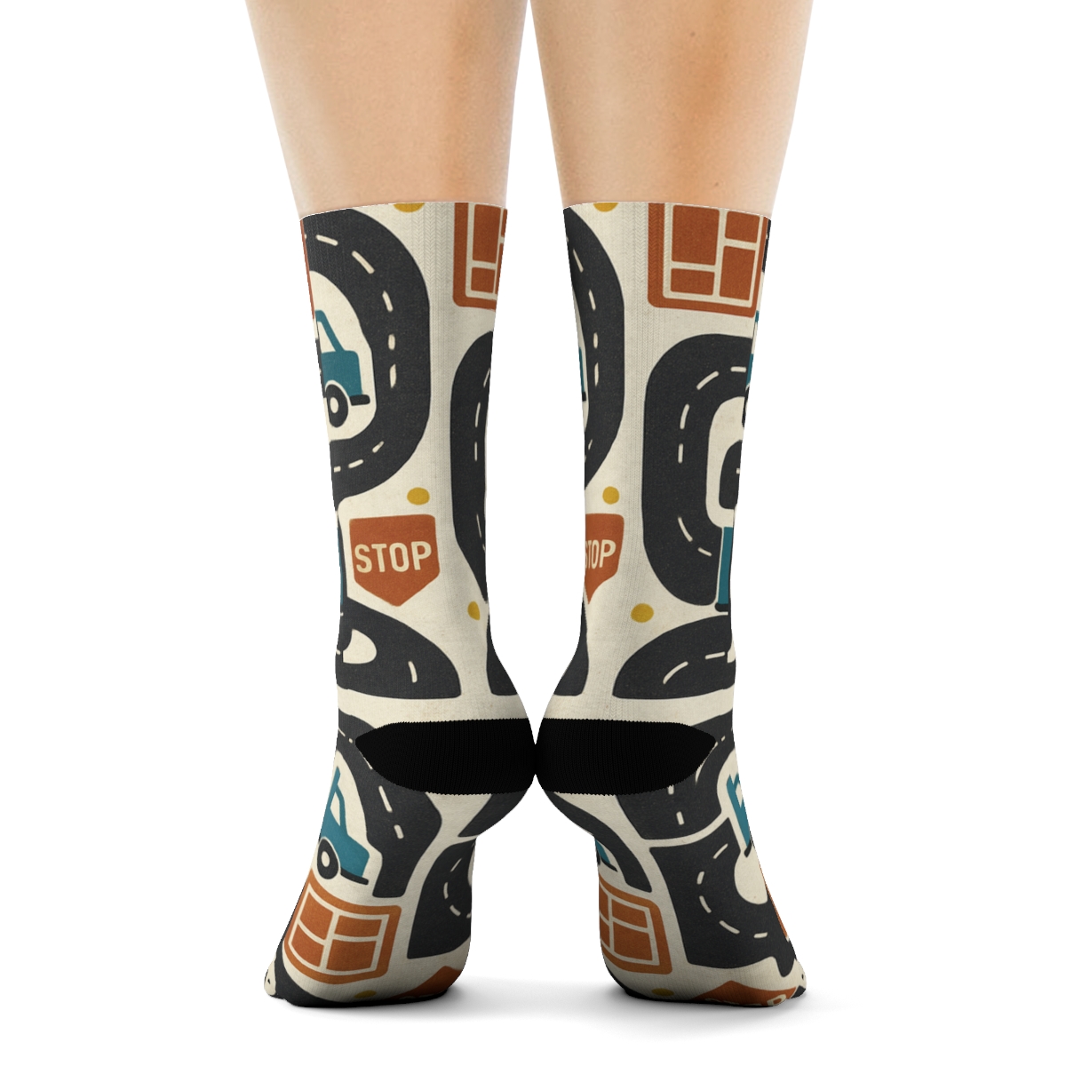 Vintage Transportation Poster Look With Delivery Driver City Loop Tiles premium sports crew socks