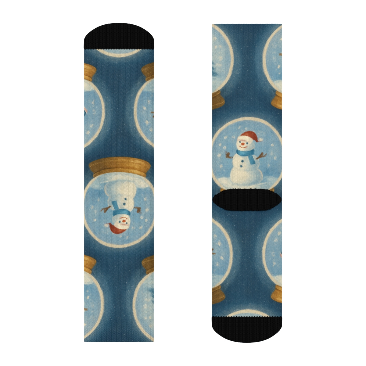 Snow Globe Panorama Christmas designer printed crew socks