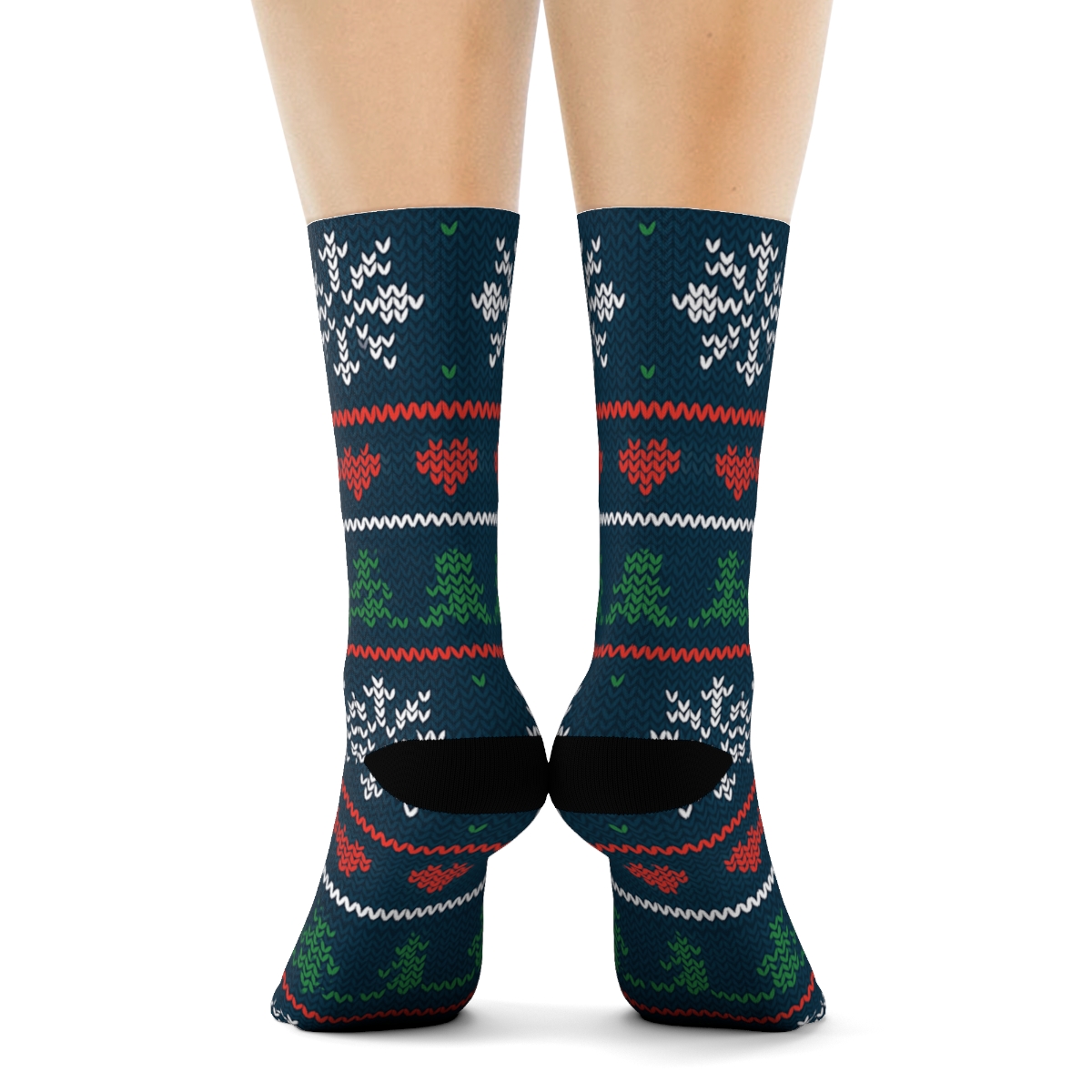 Snowflake-Woven Xmas Fair Isle personalized crew socks