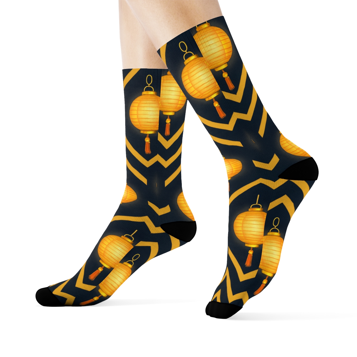Tassel Chevron Rhythm With Lantern Accents soft everyday crew socks