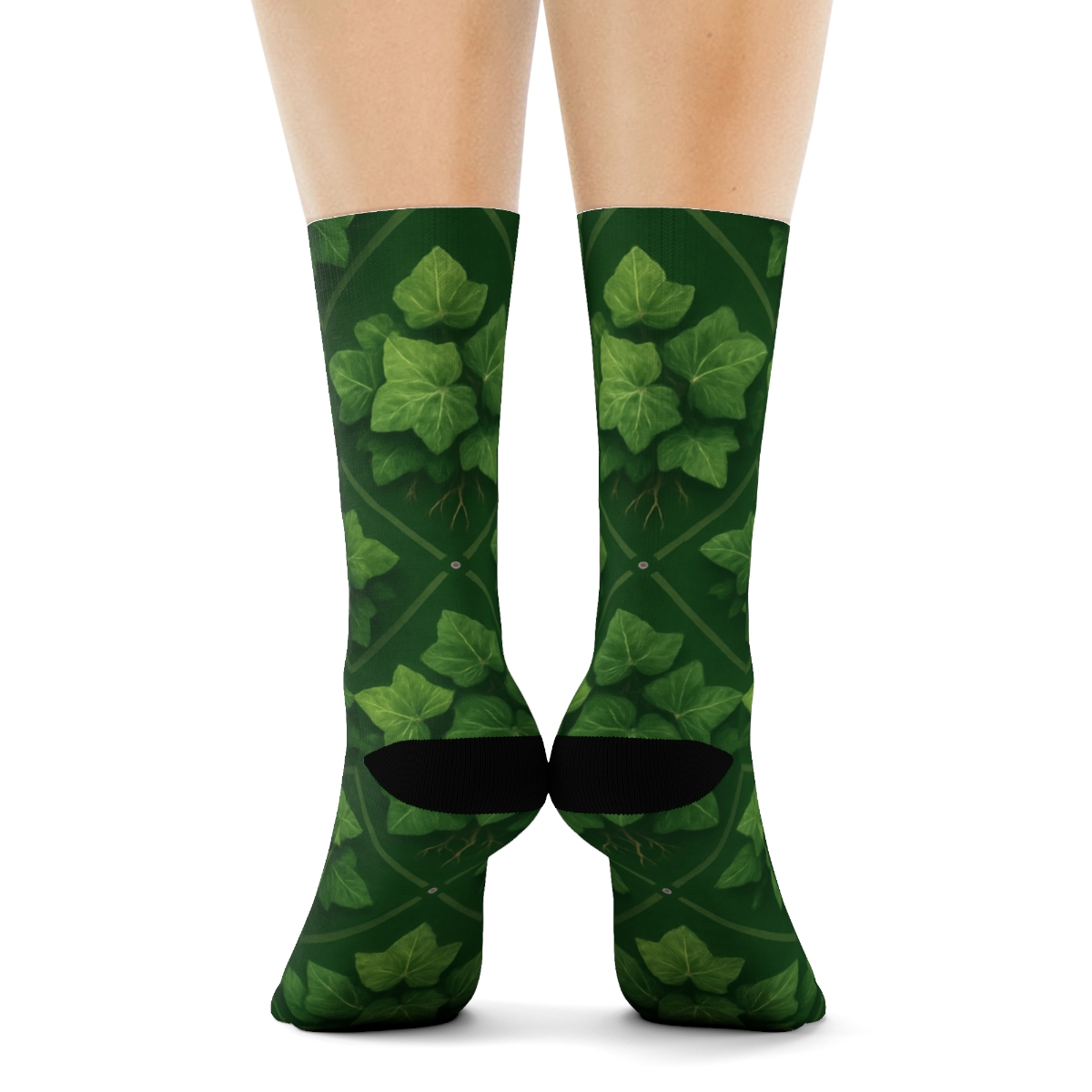 Ivy Lattice Grid On Moss Green Background stylish athletic crew socks