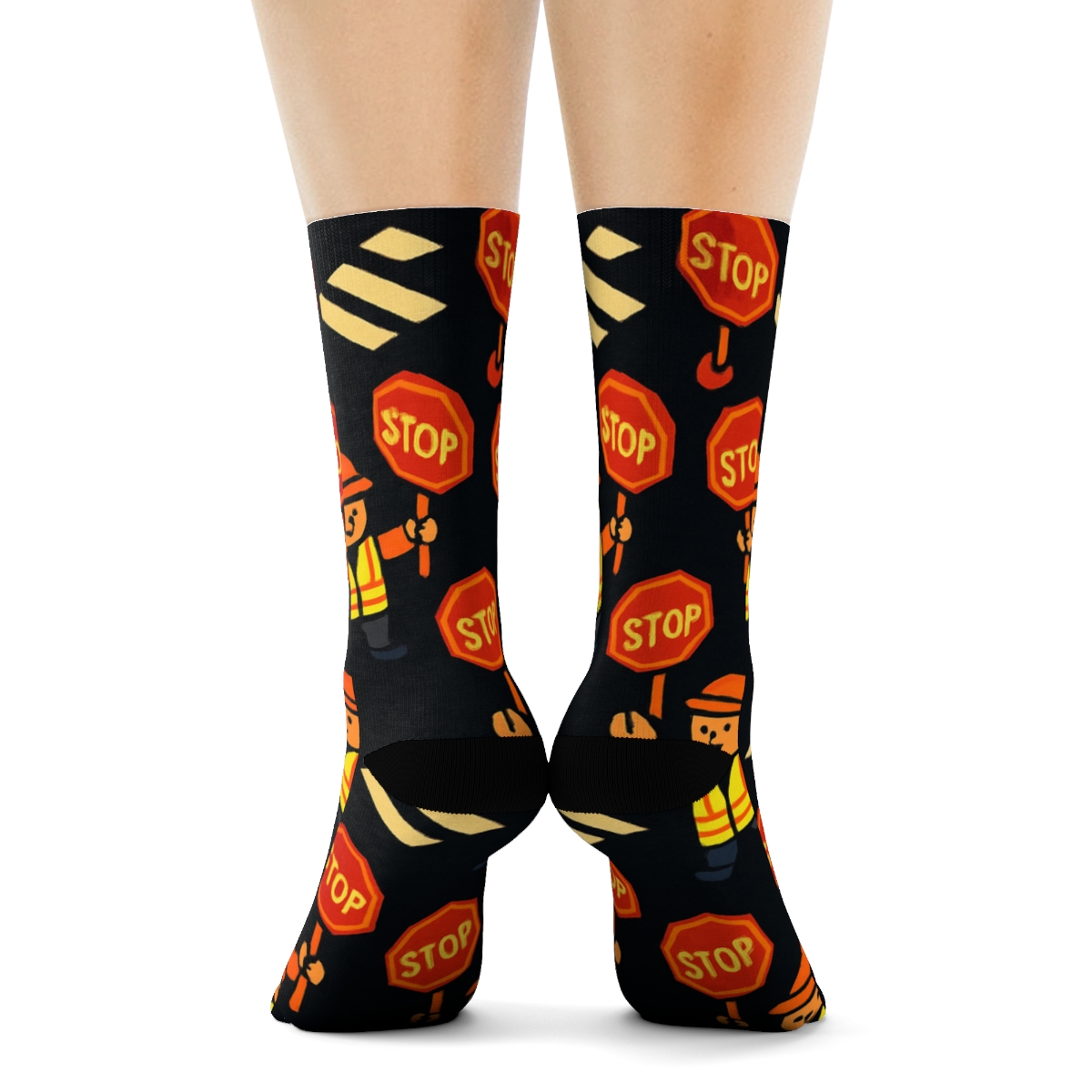 Crossing Guard Safety Grid Night Walk custom crew socks