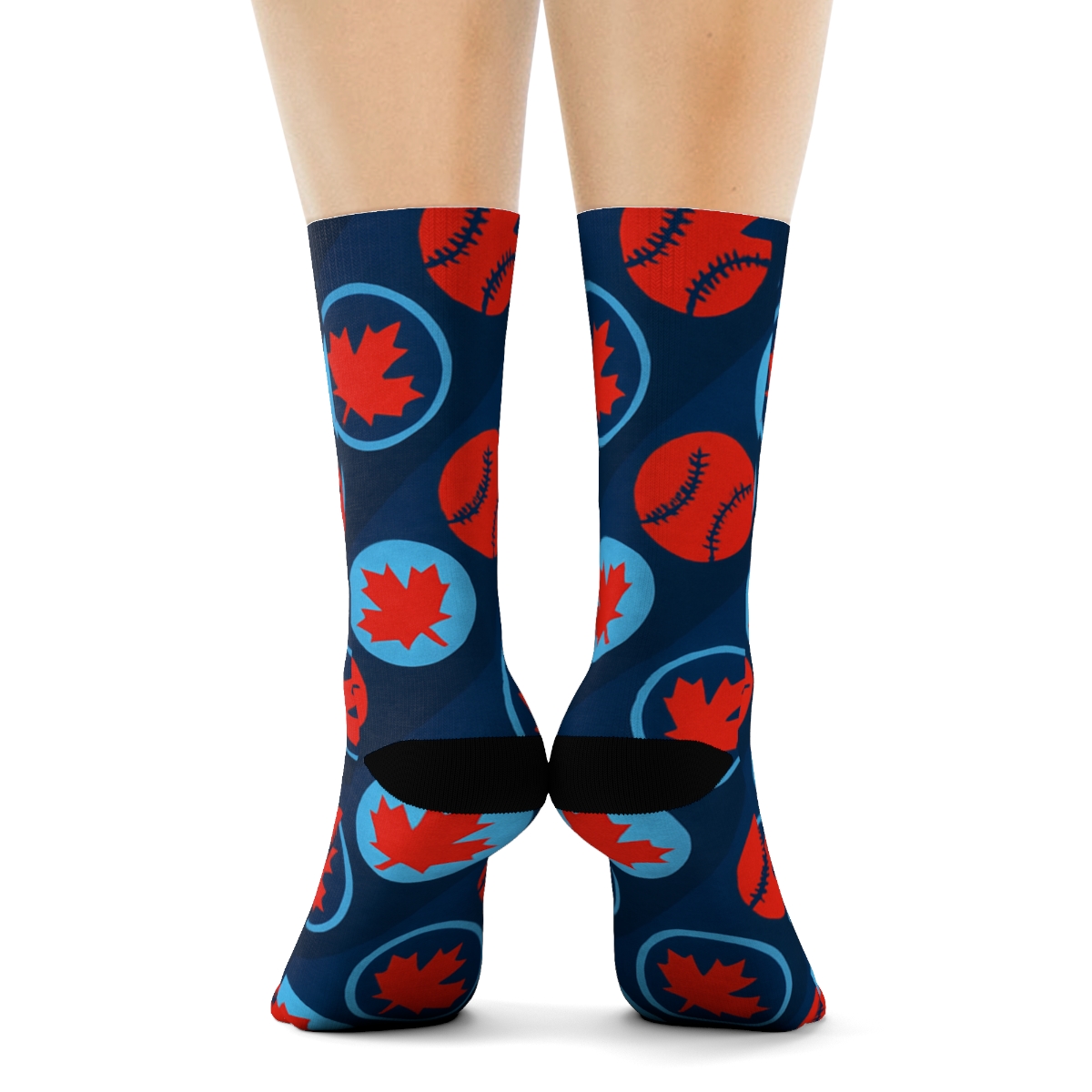 Diagonal Maple Leaf Array With Blue Jays premium sports crew socks