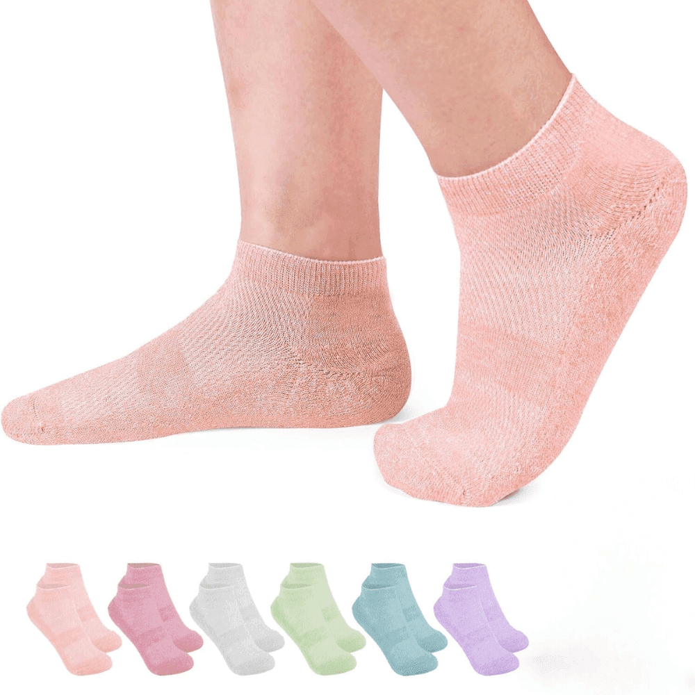 6 Pack Lightweight Comfort Diabetic Socks – Secure Fit with Grip