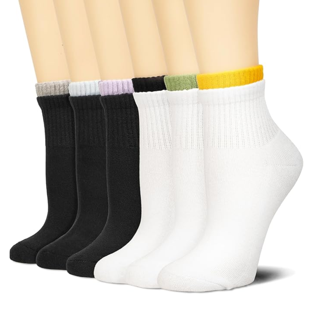 6 Pairs Women Mini Crew Cotton Athletic Socks With Cushion