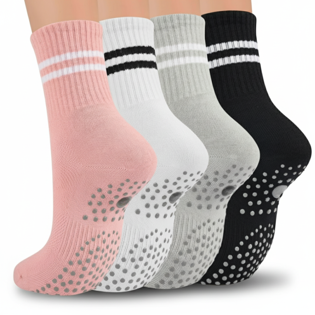 4 Pairs Non Slip Grippers Pilates Socks for Women