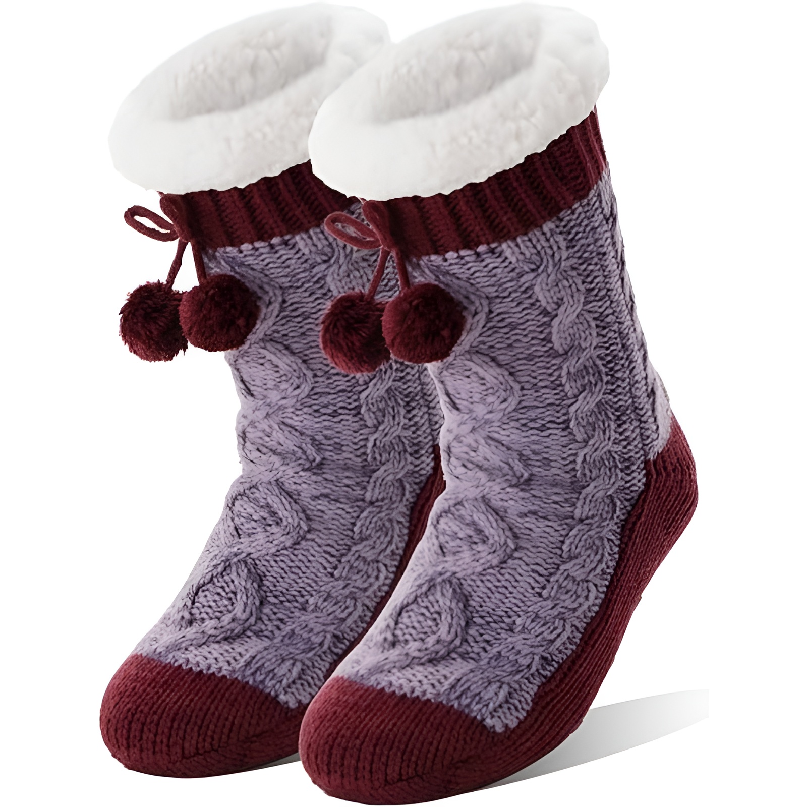 Women Fluffy Winter Warm Thick Thermal Cozy Slipper Fuzzy Grips Socks