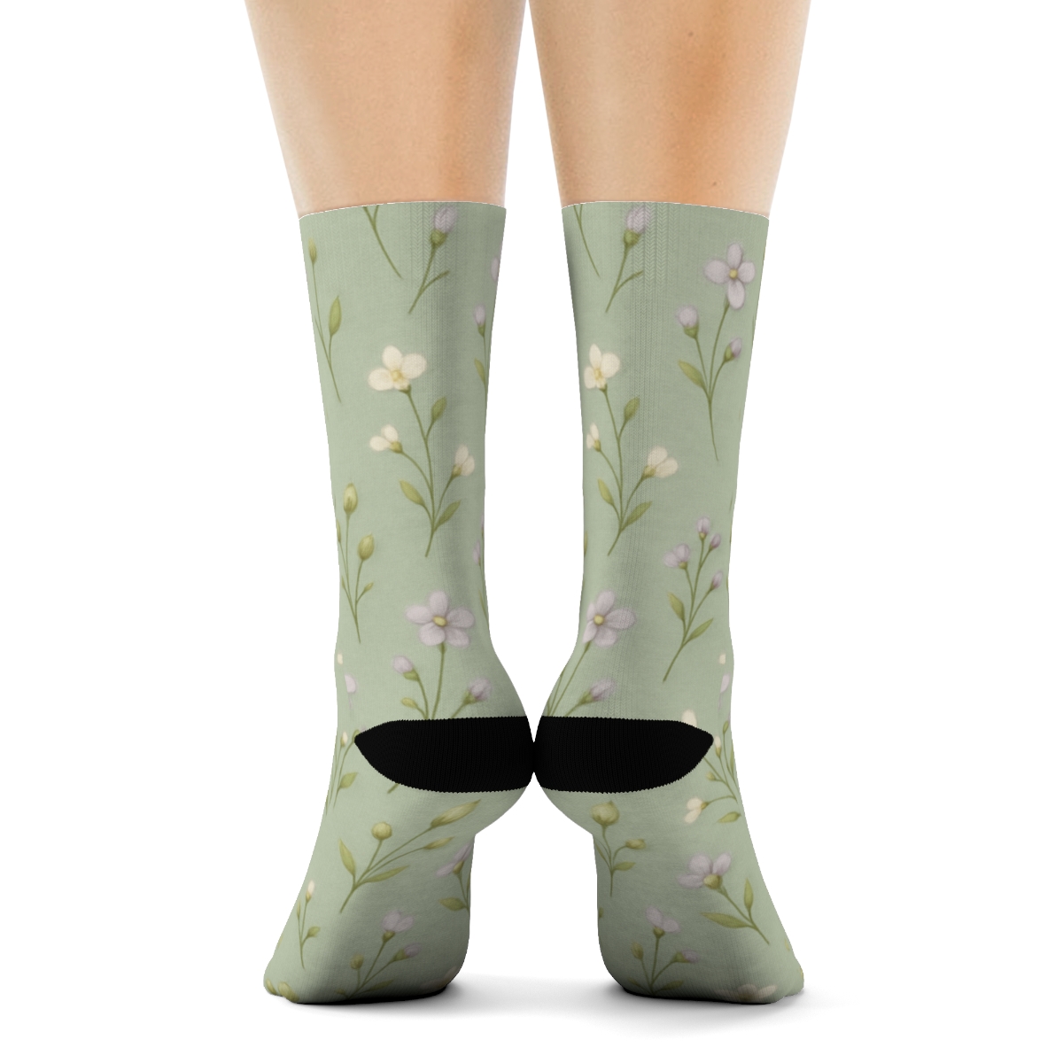 Wildflower Scatter On Sage Background custom crew socks