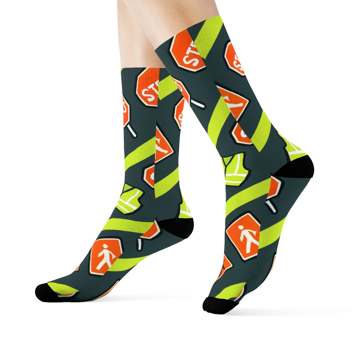 Reflective Stripe Parade For Crossing Guard Prints stylish athletic crew socks