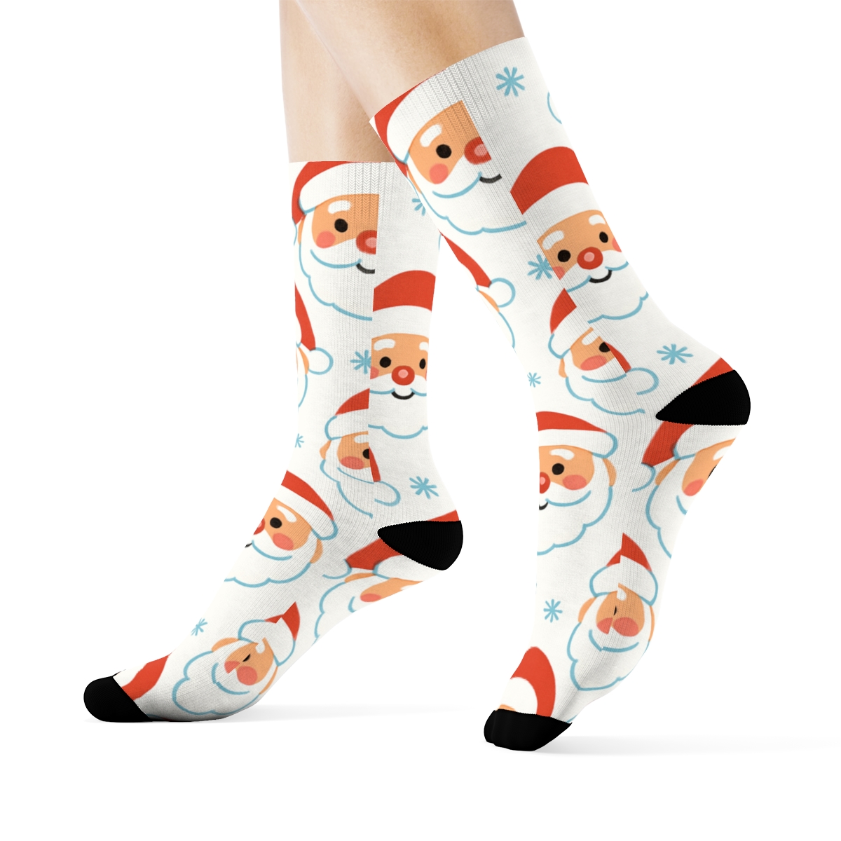 Santa Claus Spotlight On White Background soft everyday crew socks
