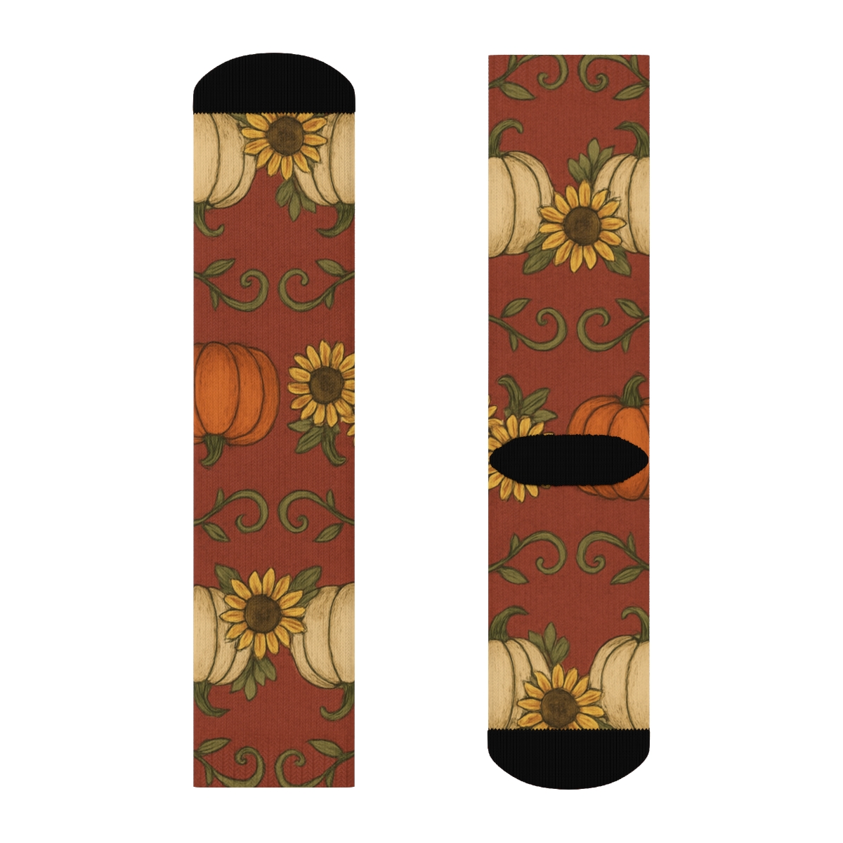 Pumpkin Patch Mirrored Band unique graphic crew socks